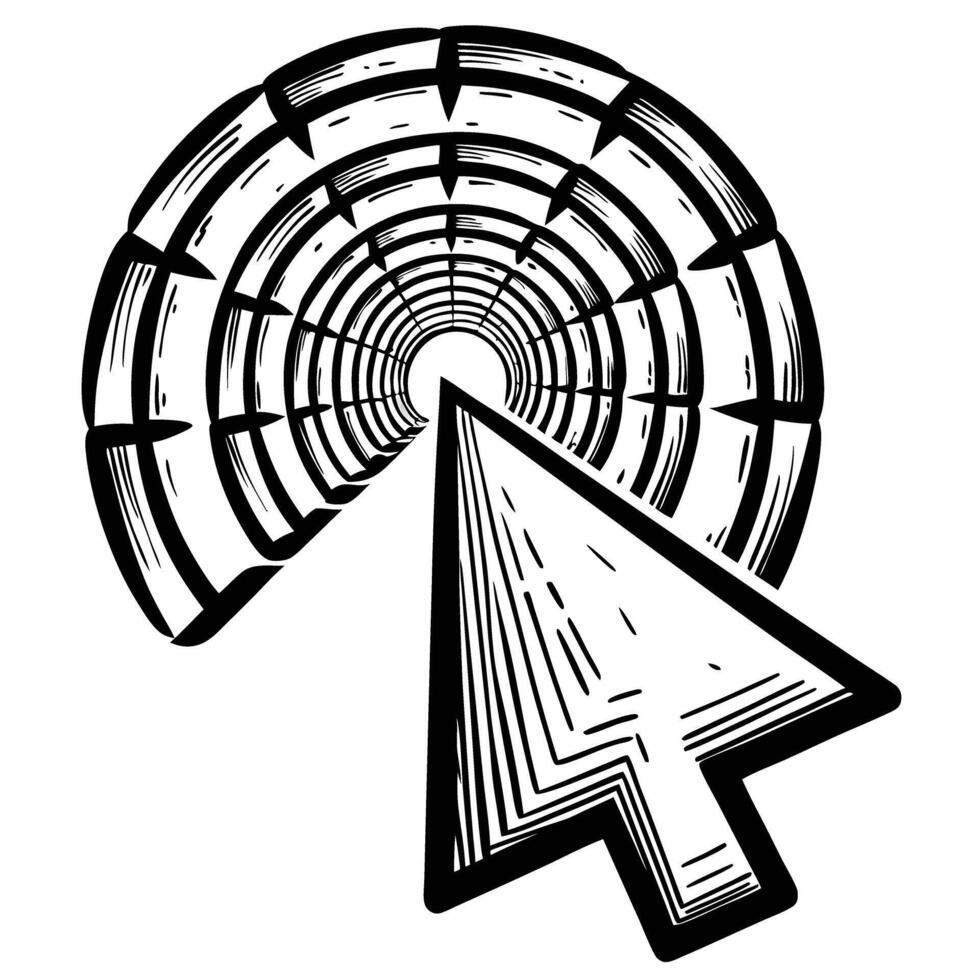 arrow symbol tunneling through a circular portal with a digital theme vector