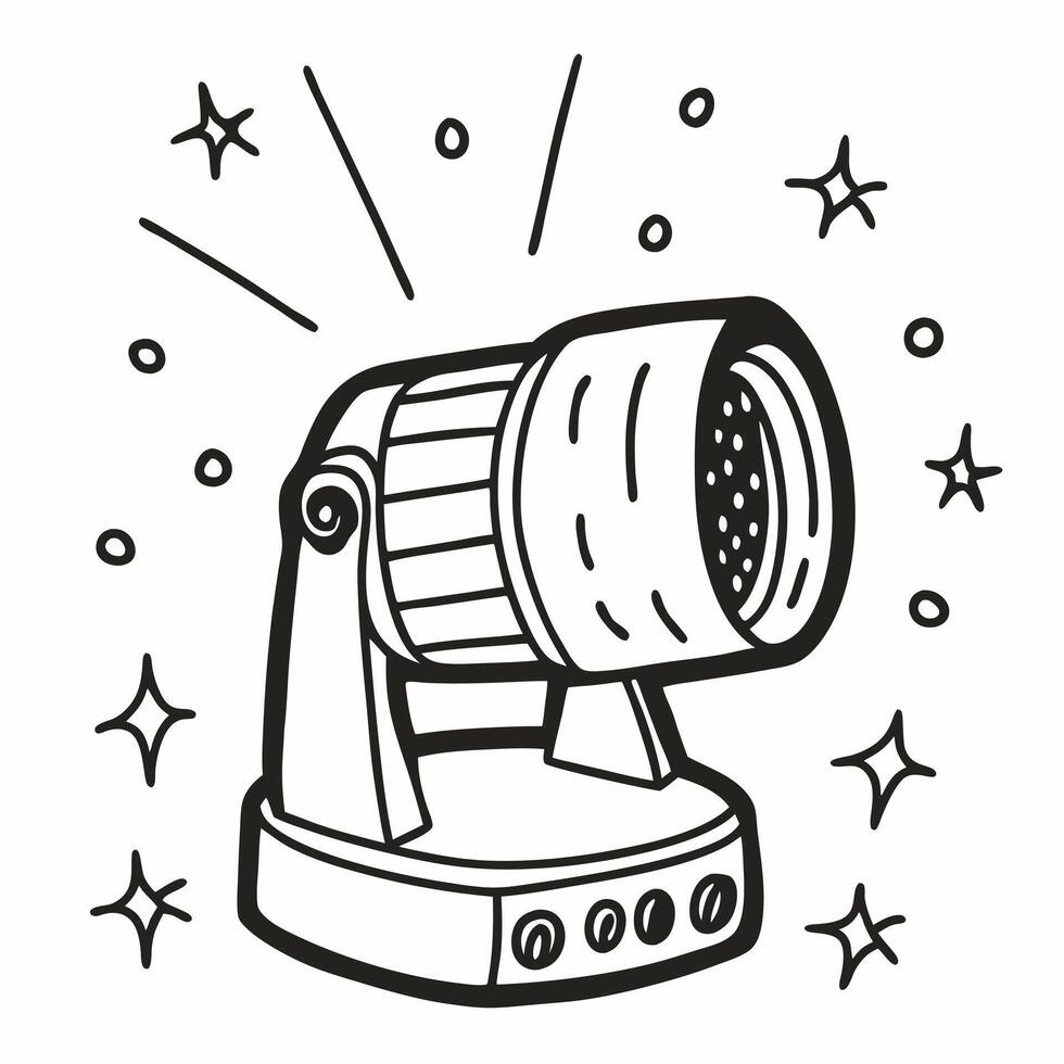 Hand Drawn Spotlight Illustration with Stars and Rays for Theater and Events vector