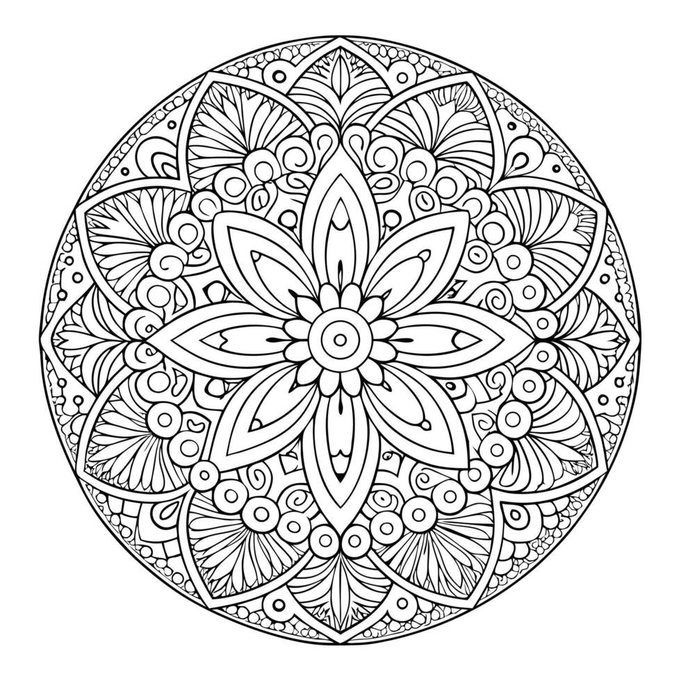 a coloring page with a circular design vector
