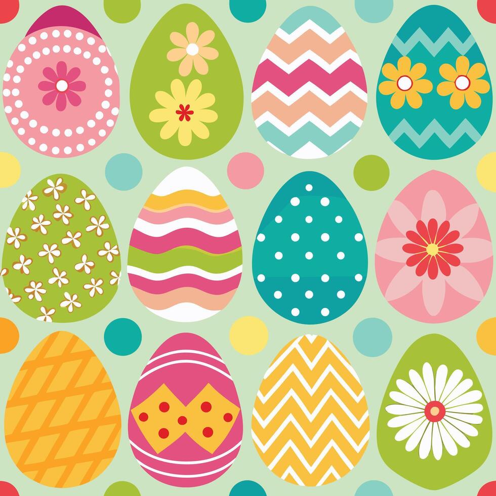 easter eggs on polka dot background vector