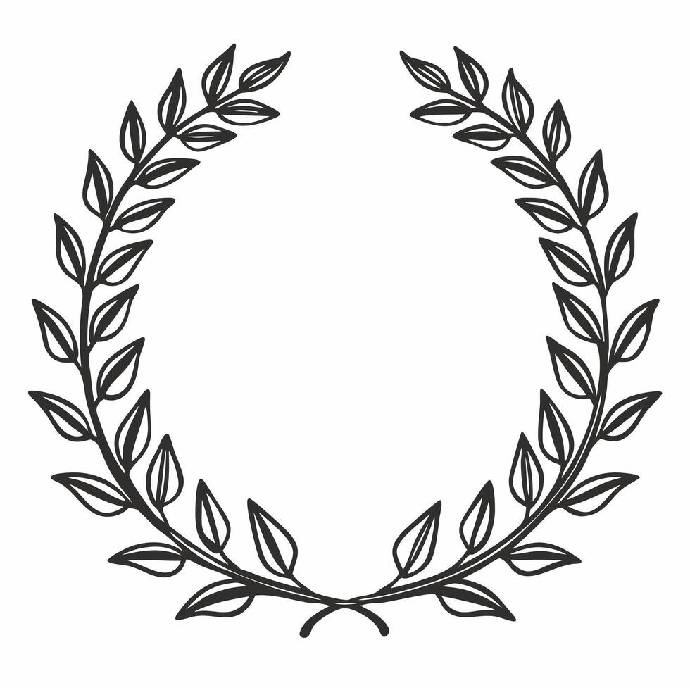 Elegant Hand Drawn Laurel Wreath Illustration for Decorative Design vector