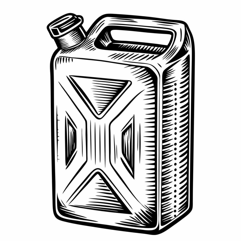 Vintage Black and White Illustration of a Jerry Can vector