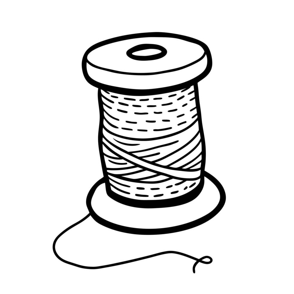 Monochrome Spool of Thread for Sewing and Craft Projects Illustration vector