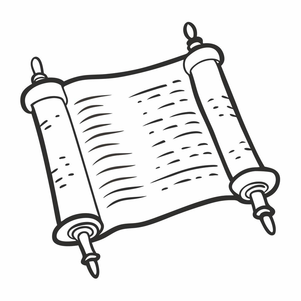 Vintage Scroll Illustration Black and White of Ancient Manuscript vector