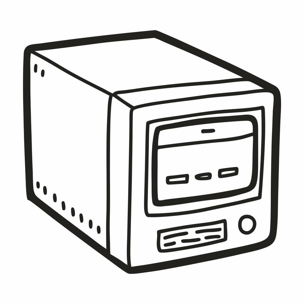 Vintage Style Hand Drawn Microwave Oven Illustration for Kitchen Design vector