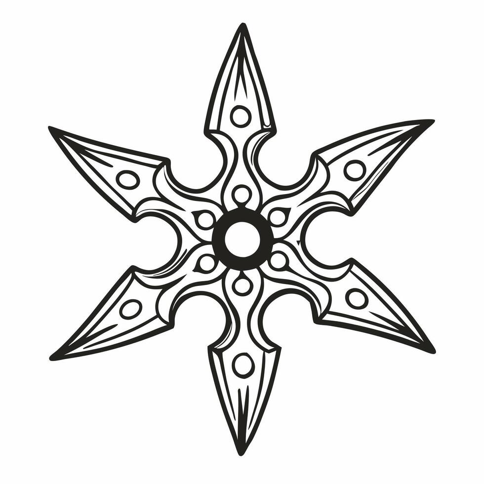 Intricate Ninja Star Illustration with Detailed Geometric Design vector