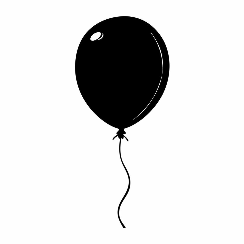 Black Balloon Silhouette on White Background Minimalist Illustration vector