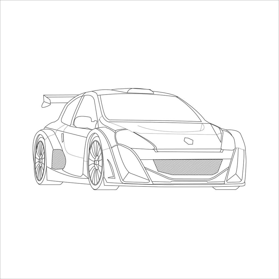 Sleek Sports Car Line Drawing with Aerodynamic Design vector
