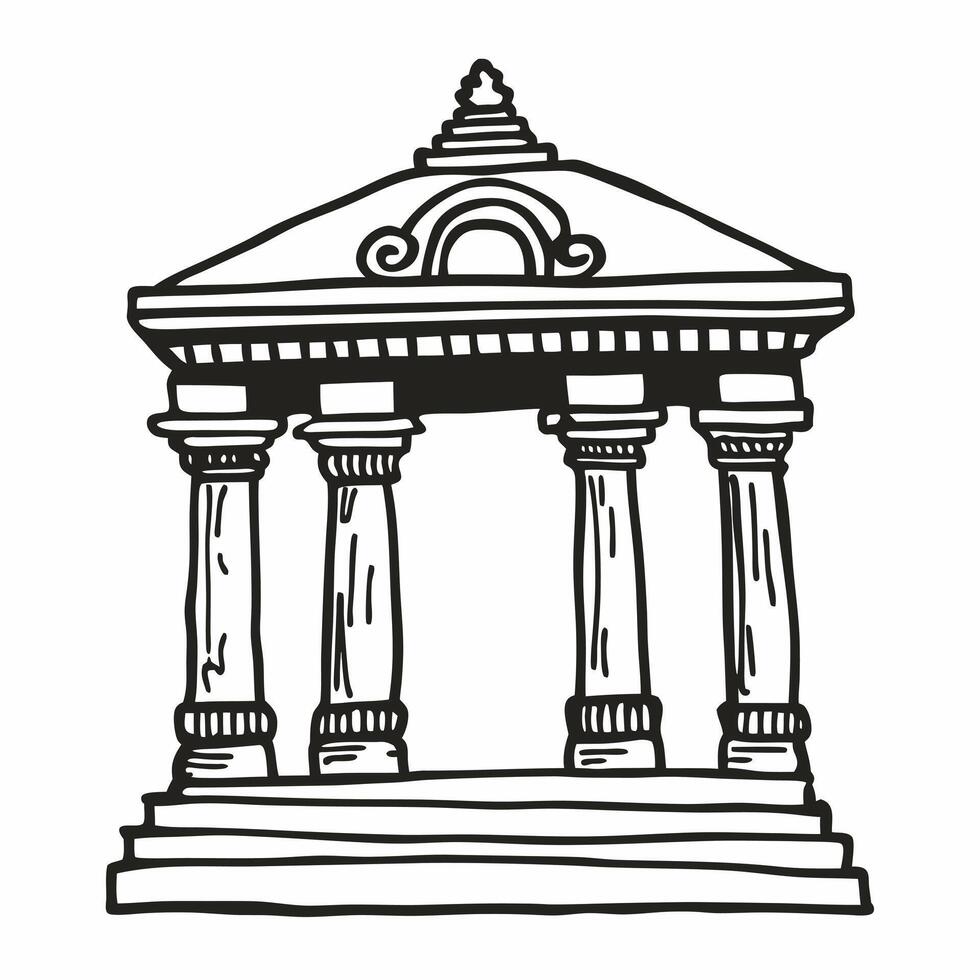 Ancient Greek Temple Illustration with Columns and Pediment vector
