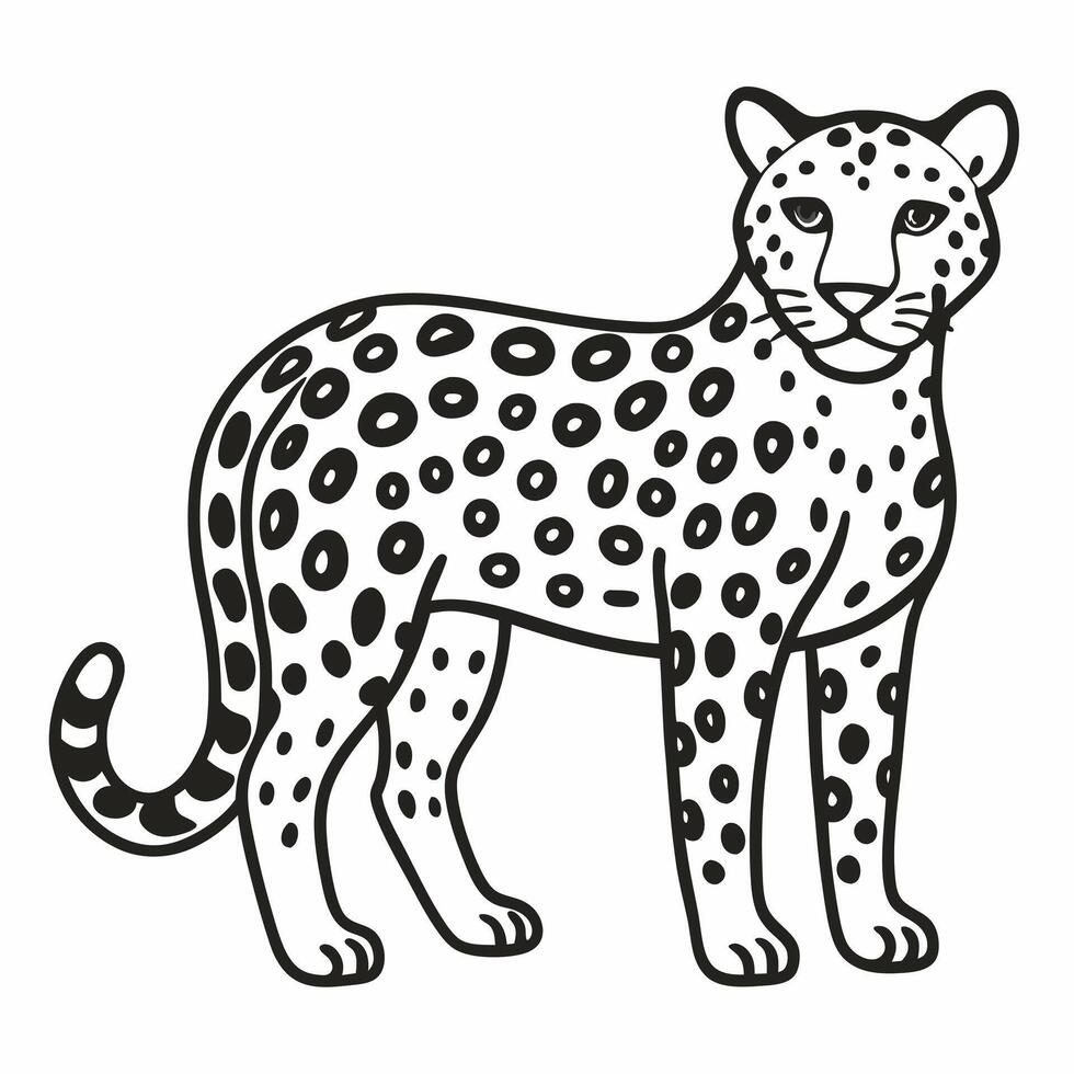 Stylized Black and White Illustration of Leopard with Spots vector