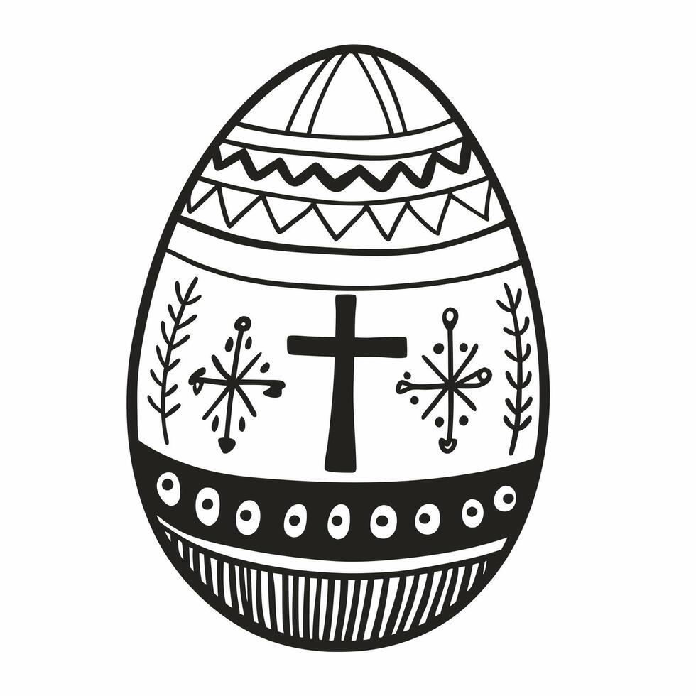 Hand Drawn Easter Egg with Cross and Geometric s vector
