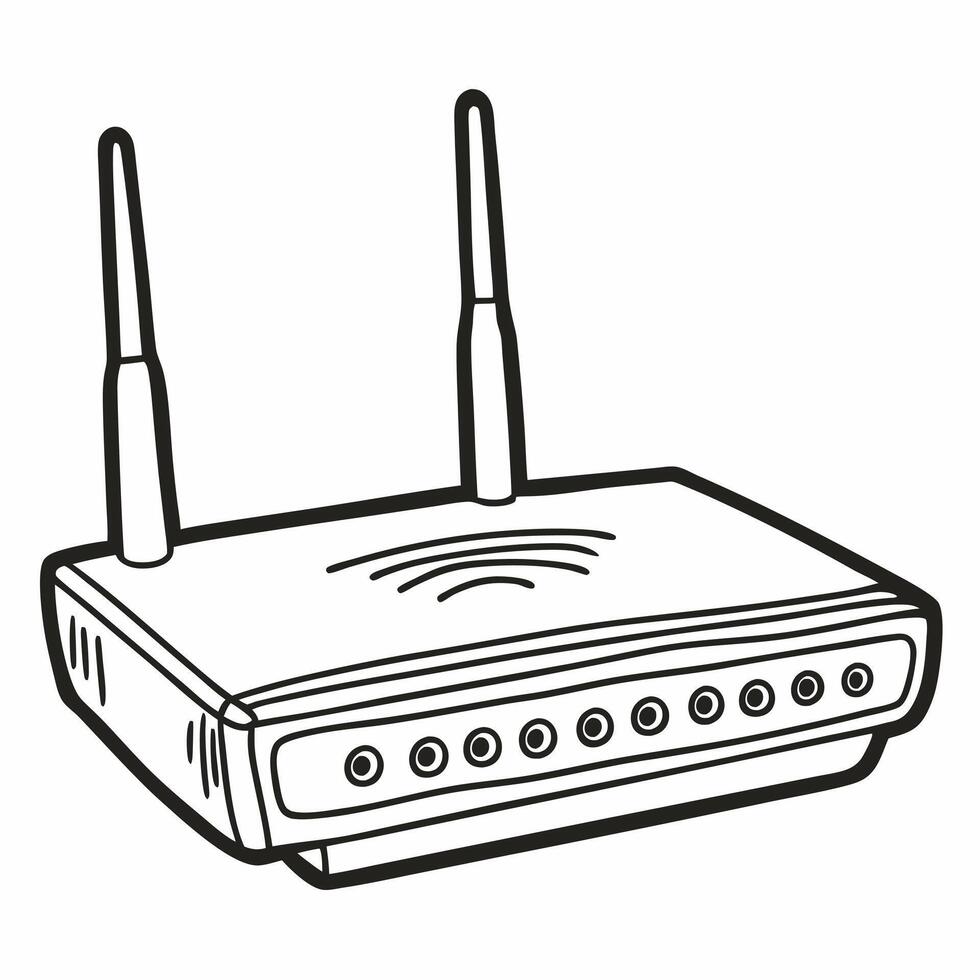Hand Drawn WiFi Router Illustration for Technology and Connectivity vector