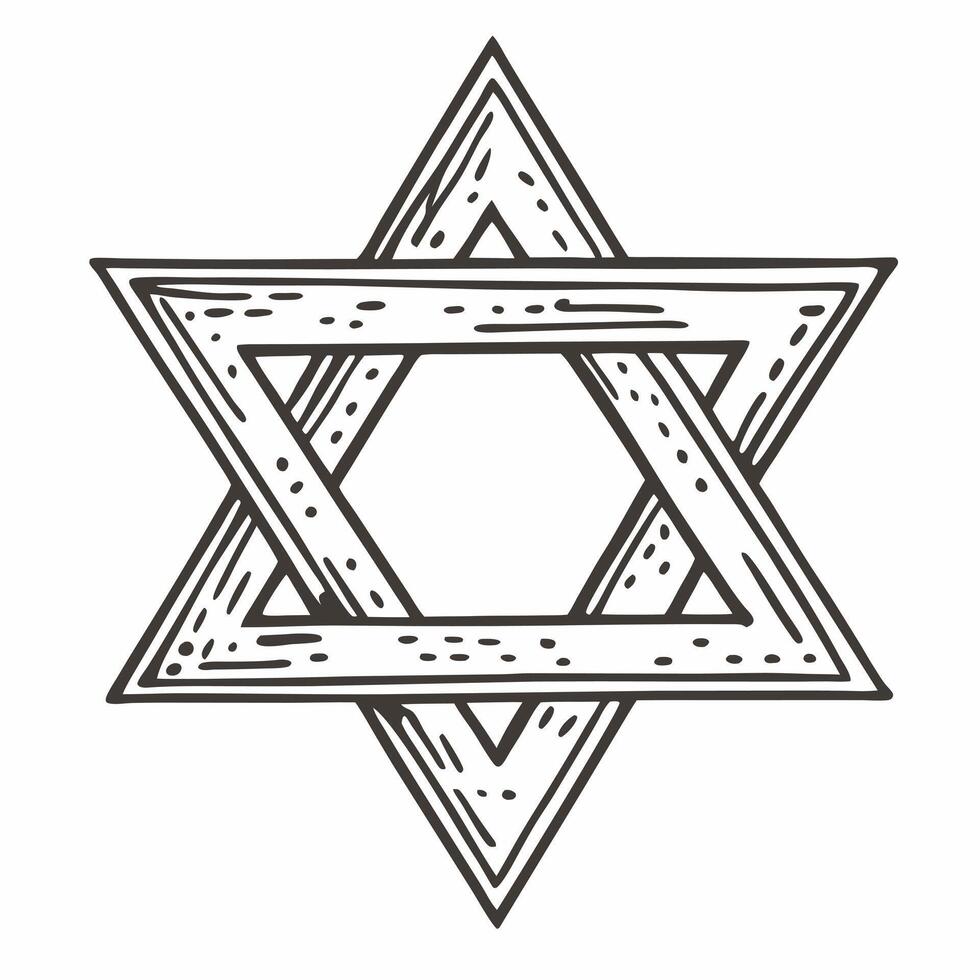 Geometric Star of David Sketch Illustration with Intricate Line Art vector