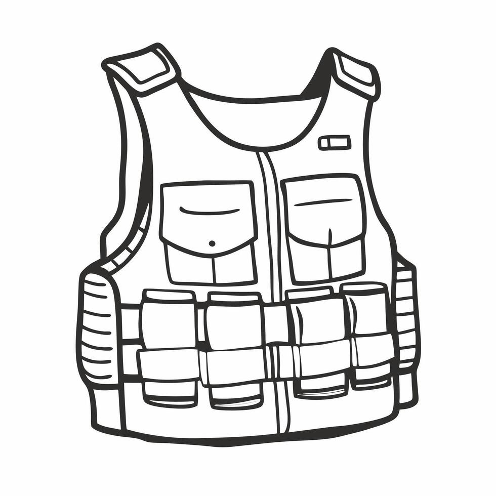 Tactical Vest Sketch Illustration of Military Gear Design vector