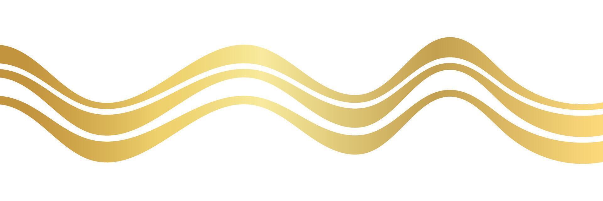 gold wave curve shape, gold wave corner for element, stripes ribbon golden graphic, striped gold vector