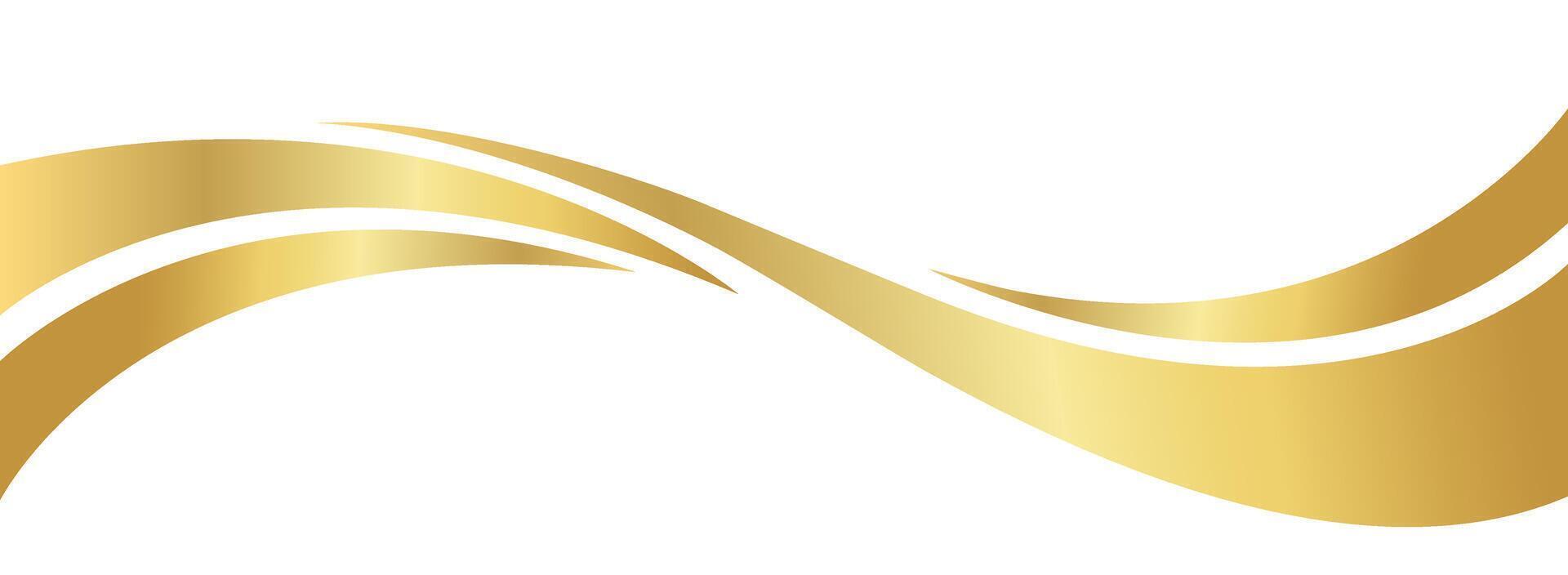 gold wave curve, golden wave corner shape graphic, striped gold vector