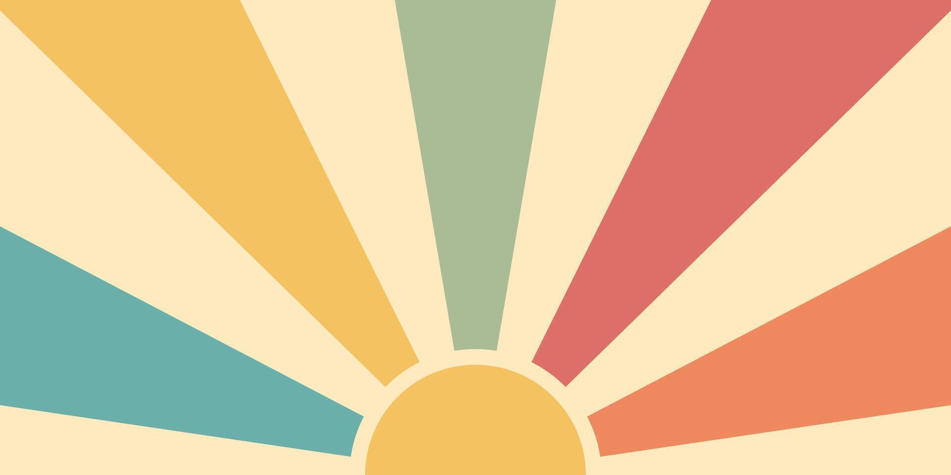 Boho Vintage Solar Tapestry Pattern for Background, Wall Art Retro Rainbow Sunrise for Background, Minimal Geometric Abstract Art, Hippie Bohemian Background vector