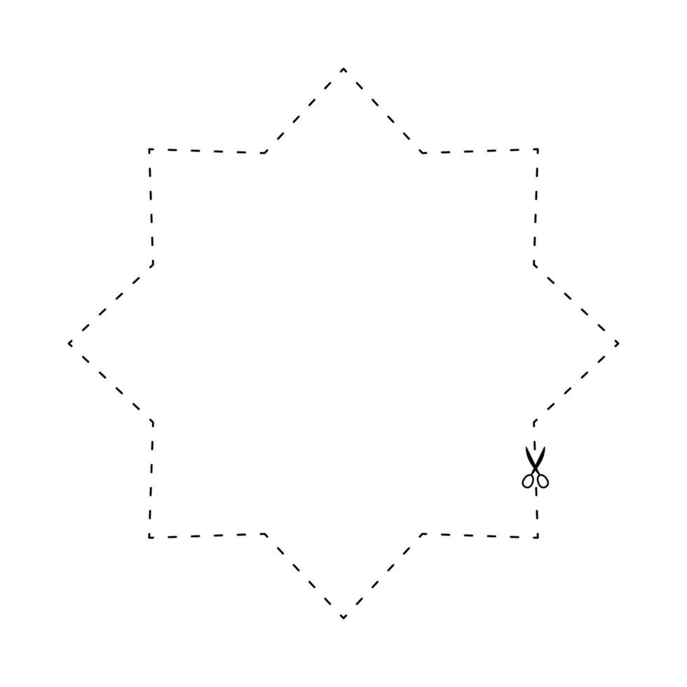 scissors with dashed line star shape, dash line and scissors, dash outline and scissors vector