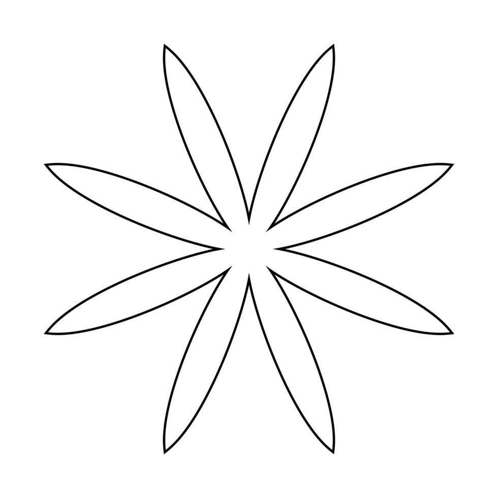 flower simple art line, line floral icon, flower outline shape, flora dot stroke vector