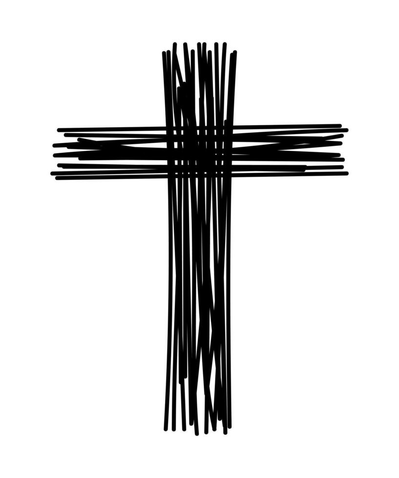 christian crosses icon, art line cross vector