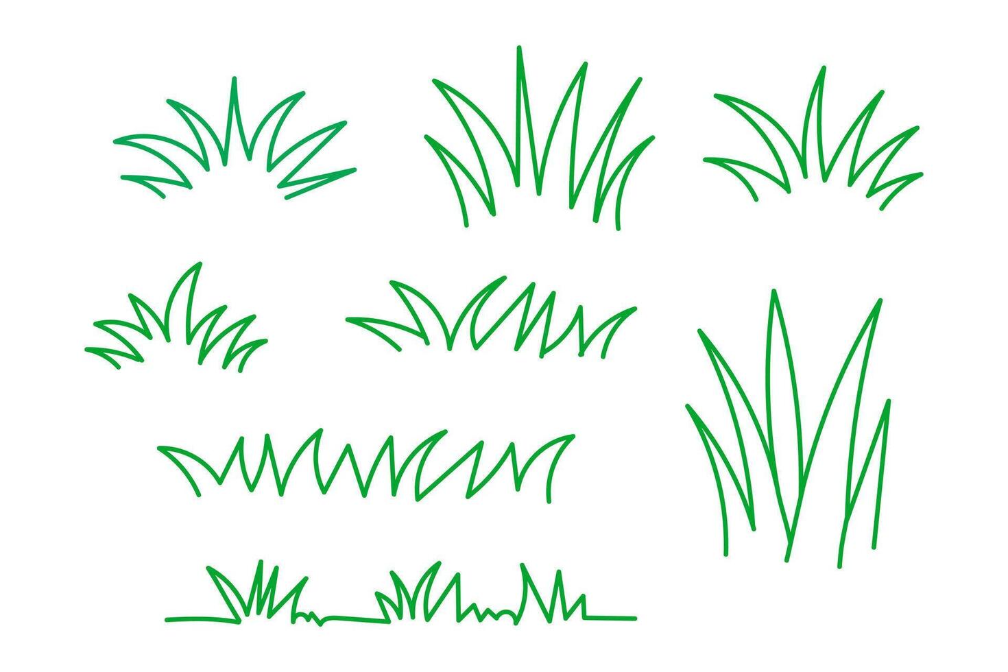 green grass, doodle grass line, grass hand drawn silhouette outline vector