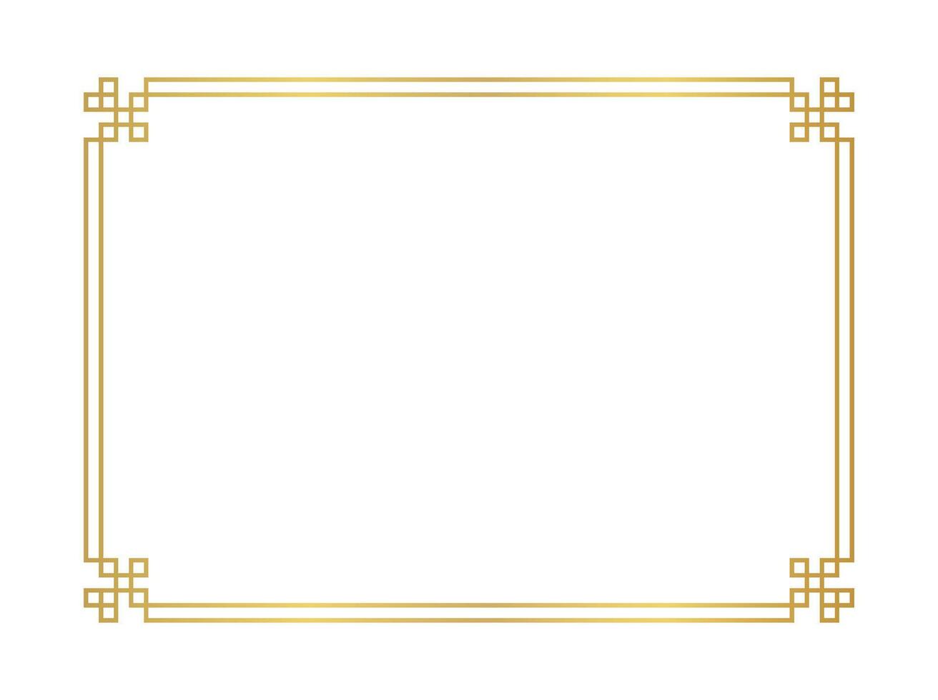 chinese frame rectangle line, certificate frame, gold antique china border gold frame, chinese new year frame vector