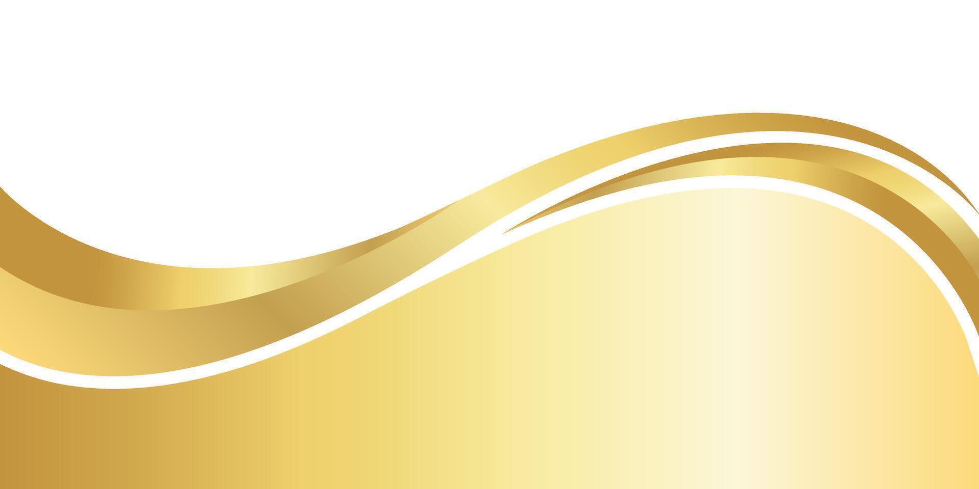 golden gradient for ad banner, gold wavy shape, gold wave curve on white background, golden wave corner shape for banner, stripes ribbon golden graphic, striped gold gradient luxury vector