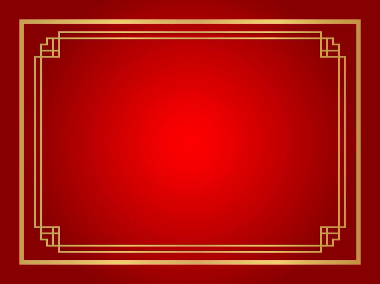 chinese certificate frame rectangle, red background, certificate line frame, antique border golden frame, chinese new year frame vector