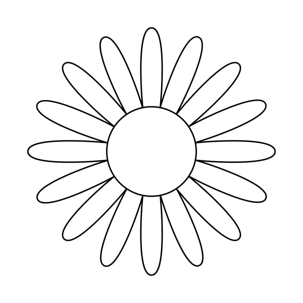 sun flower simple line, dashed line floral, flower outline shape, flora dot stroke vector