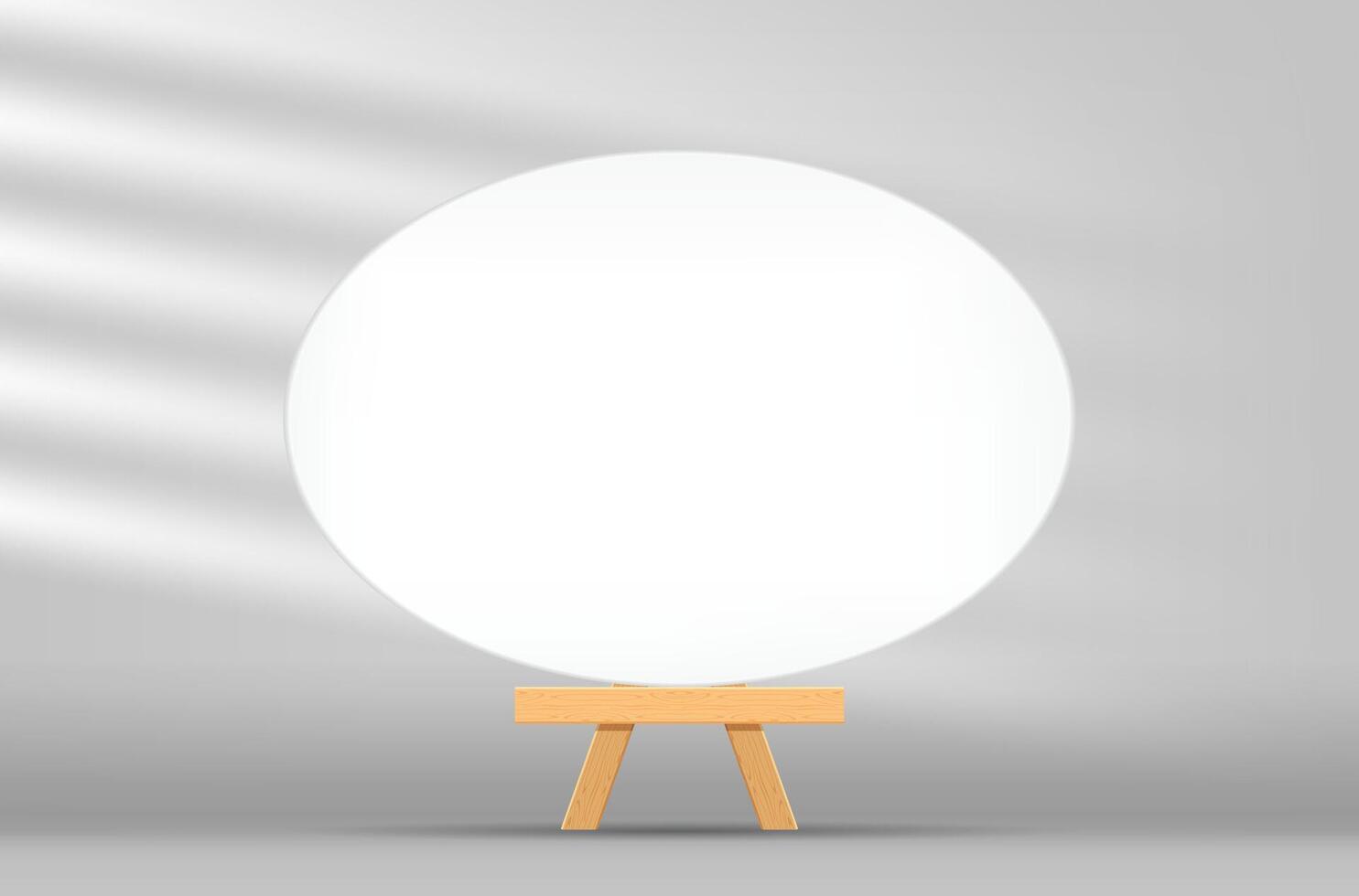 oval canvas frame artistic with easel for art painting, picture canvas and wooden stand vector