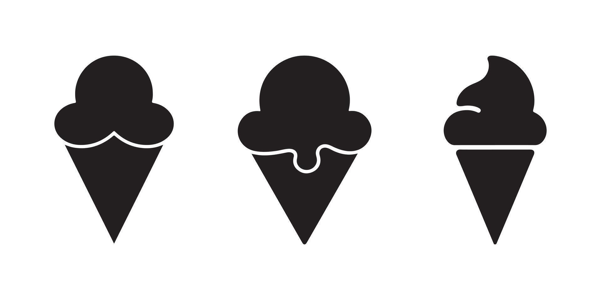 ice cream cone silhouette illustration set vector