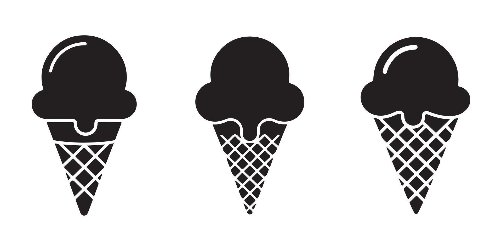 ice cream cone silhouette illustration collection vector