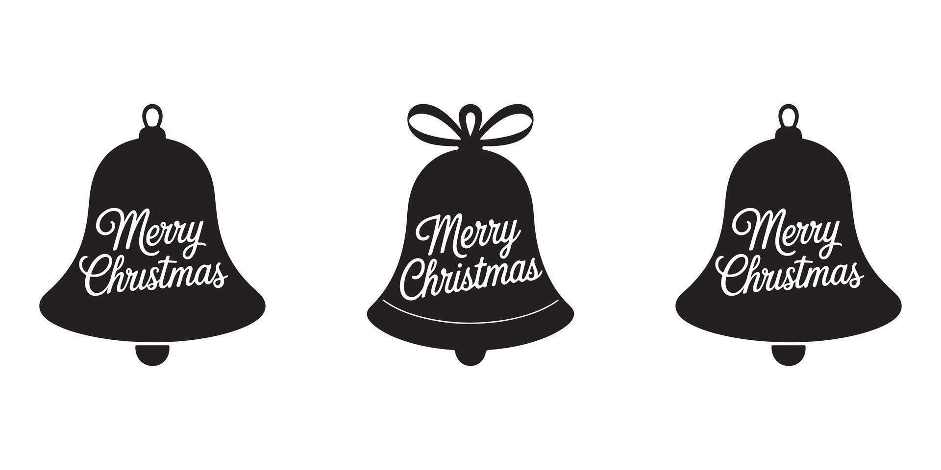 Christmas Silver bell Black silhouette vector