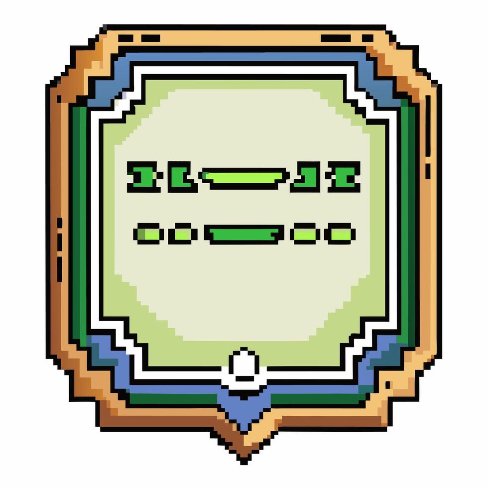 Retro Pixel Art Badge with Geometric Frame and Vibrant Colors vector