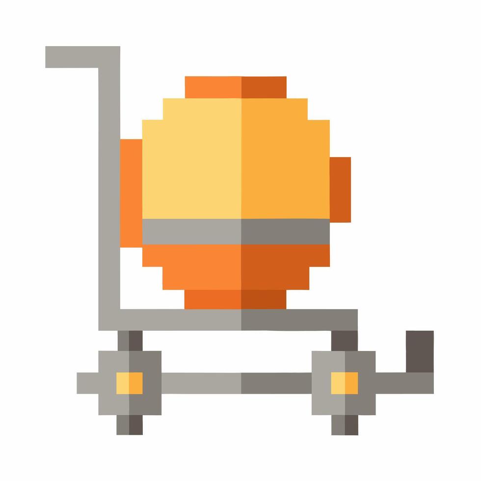 Pixel Art Concrete Mixer Icon for Construction and Industrial Applications vector