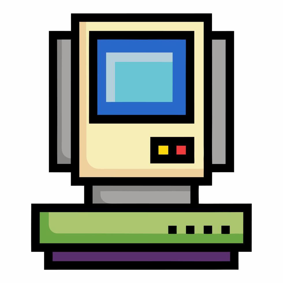 Retro Style Computer Icon with Vintage Design and Bright Colors vector