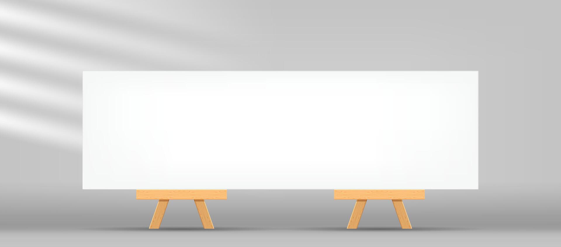 canvas frame artistic landscape square with a easel for art painting, picture canvas and wooden stand vector