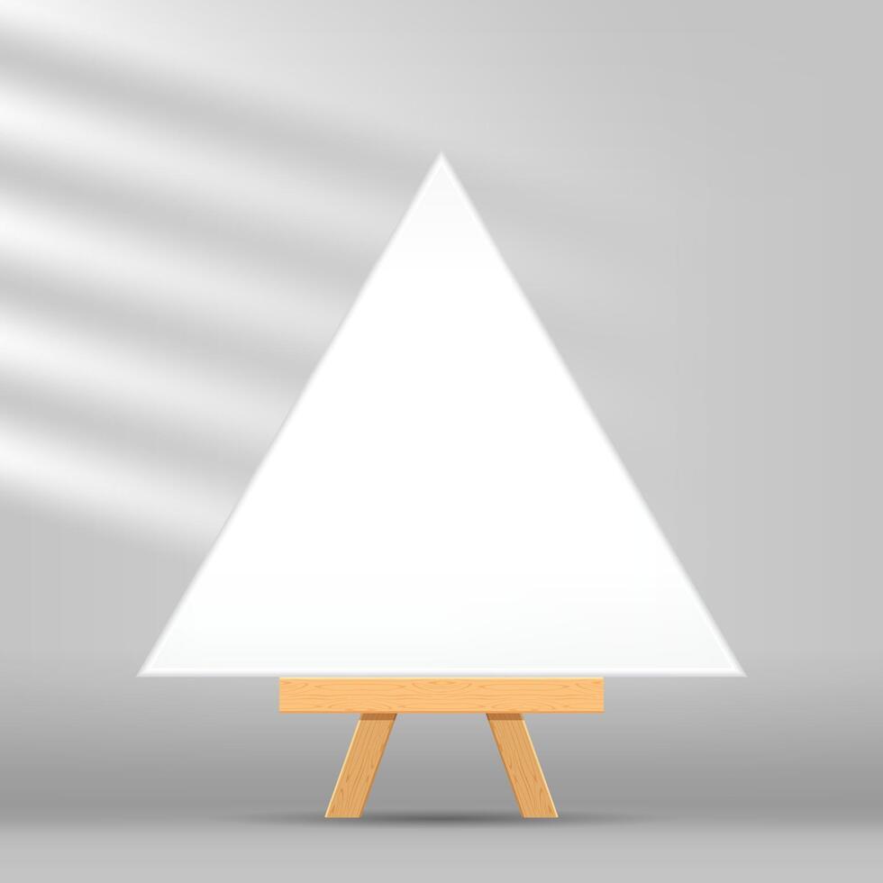canvas frame artistic triangle with easel for art painting, picture canvas and wooden stand vector