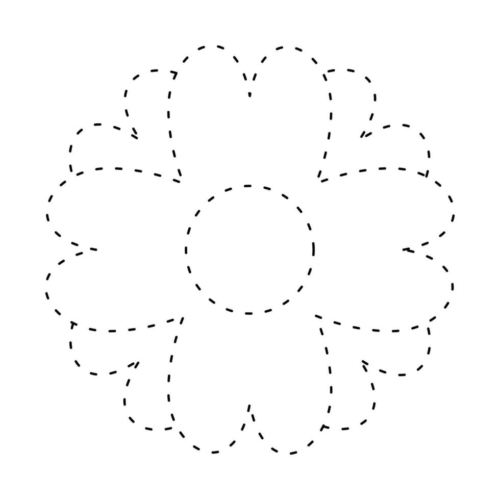 flower dash line, dashed line floral, flower outline shape, flora dot stroke vector