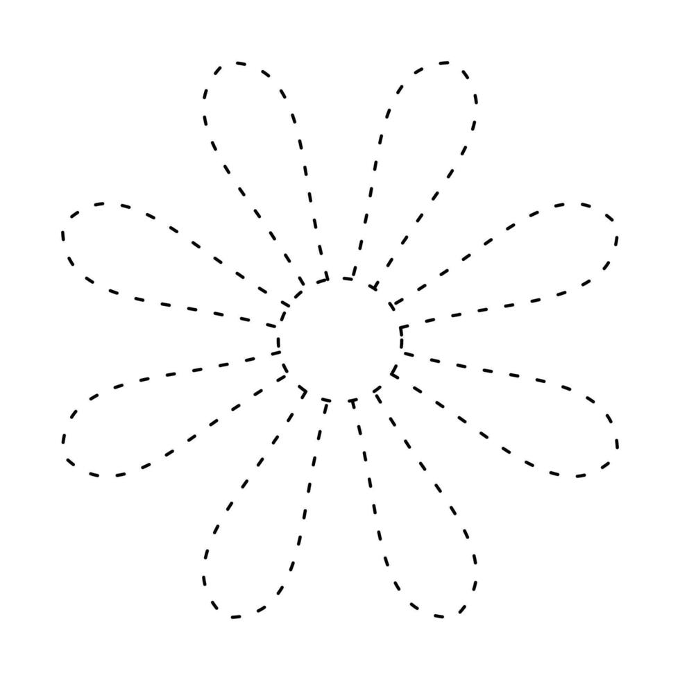 flower simple dash line, dashed line floral, flower outline, flora dot stroke vector