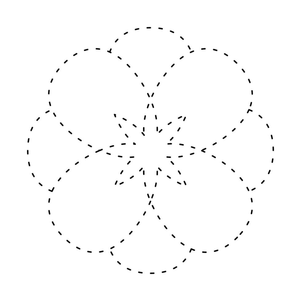 flower dash line, dashed line floral, flower outline shape, flora clip art vector