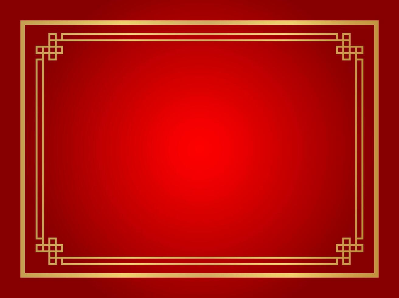 red chinese certificate frame rectangle shape, red background, certificate line frame, antique china border gold frame, chinese new year frame vector