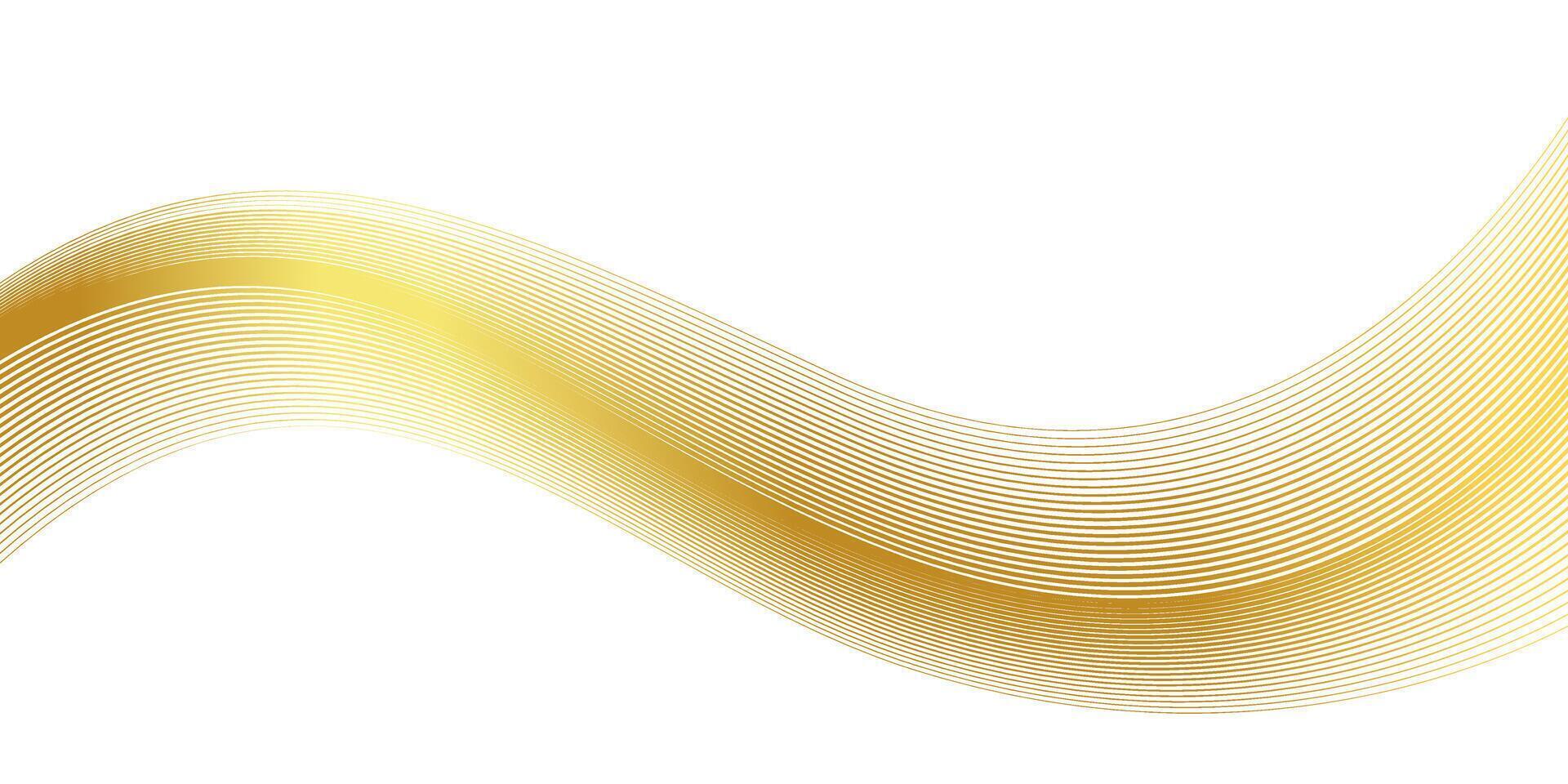 luxury gold wavy line pattern, guilloche curves, elegant lines golden wave curve, gold wave line corner shape for element, stripes ribbon golden graphic, striped gold vector