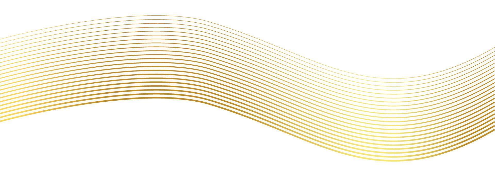 luxury gold wavy line pattern, guilloche curves, elegant lines golden wave curve, golden wave line corner shape for element vector