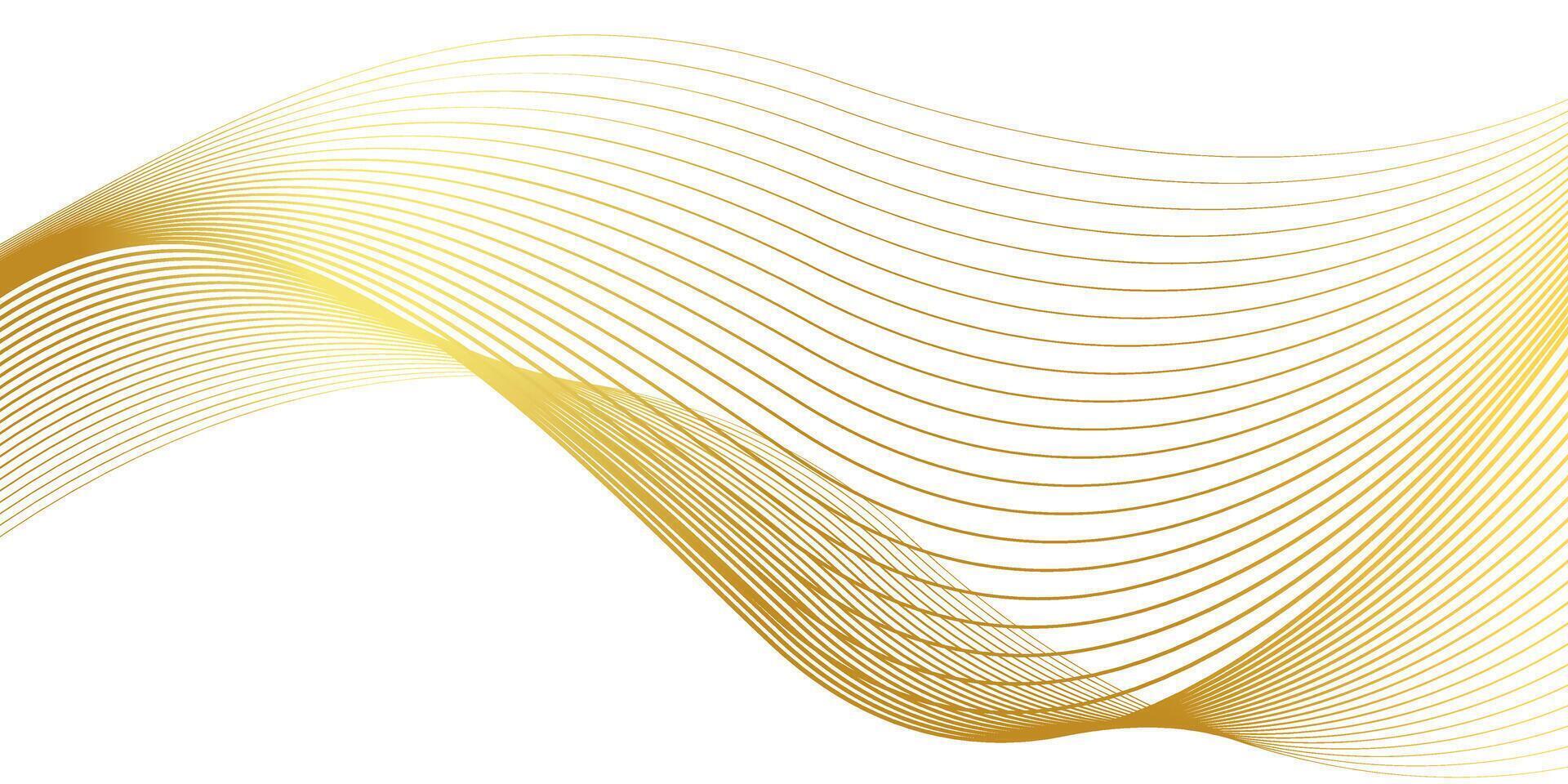 luxury gold wavy line pattern, guilloche curves, elegant lines golden wave curve, gold wave line corner shape for element, stripes ribbon gold graphic, striped gold vector