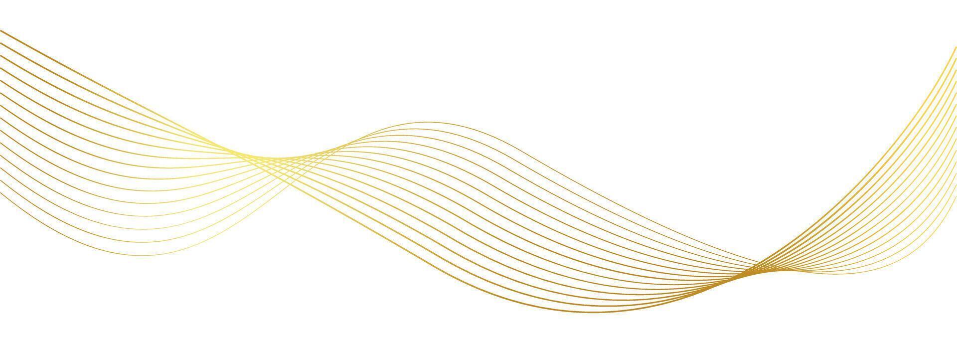 luxury gold wavy line pattern, guilloche curves, elegant lines golden wave curve, gold wave line corner shape for element vector