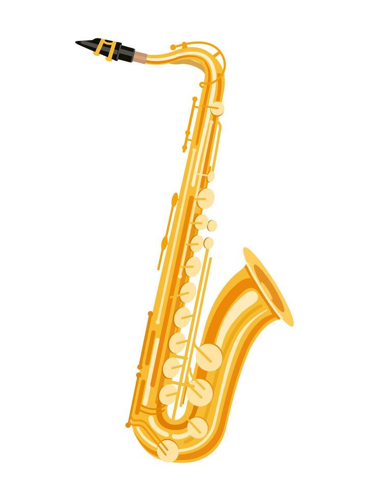 Saxophone, musical instrument on white background in flat style vector