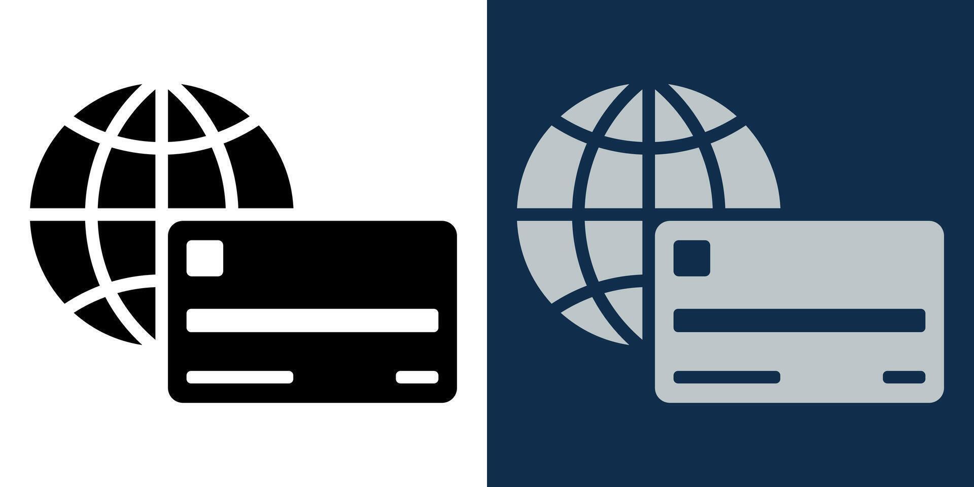 Global online payment icon, banking transaction, digital finance, credit card symbol, internet commerce, secure payment system, financial service, money transfer, electronic banking, cashless economy vector