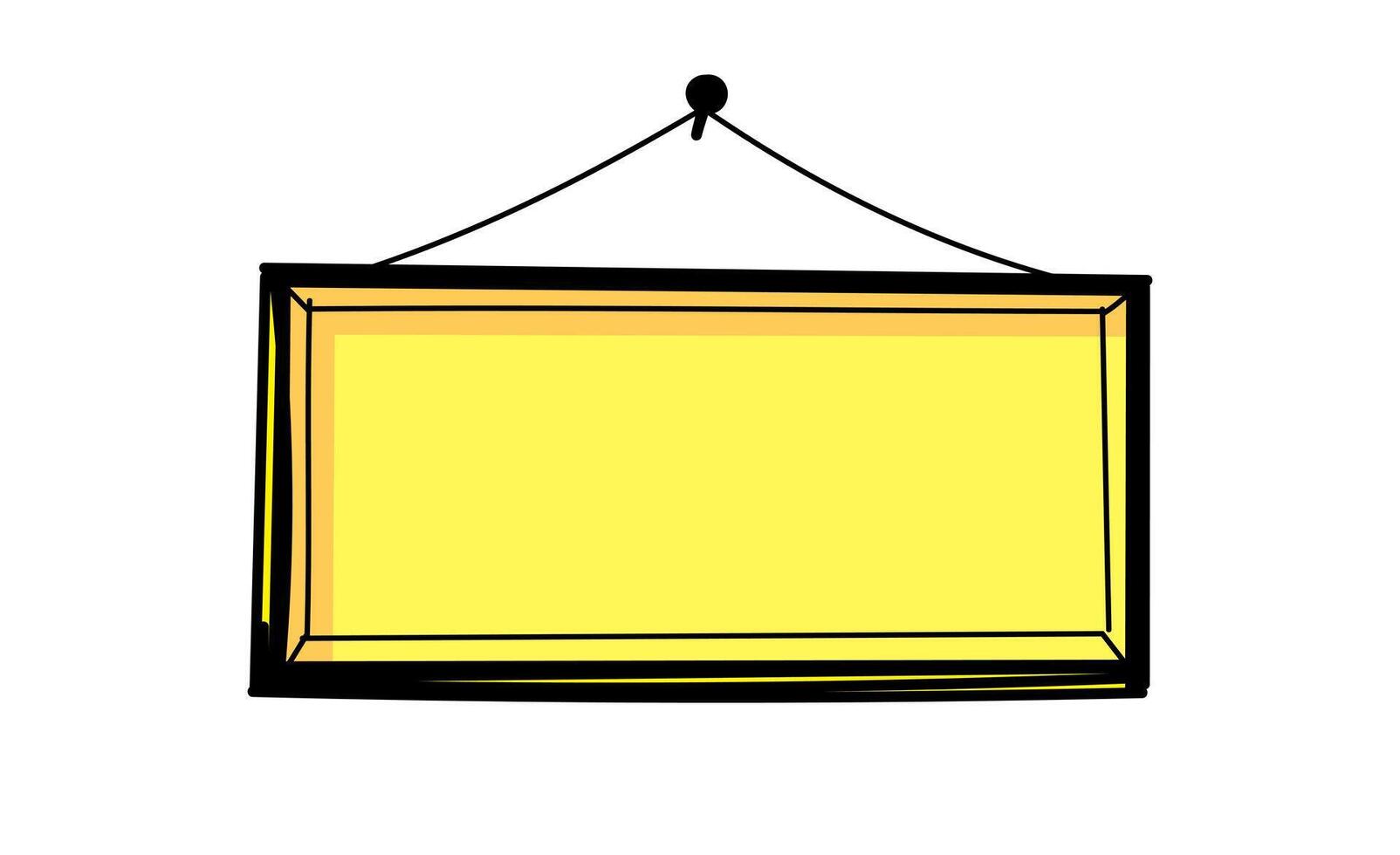 yellow signboard hand drawn, sign board, placard hanging, shop door sign doodle blank vector