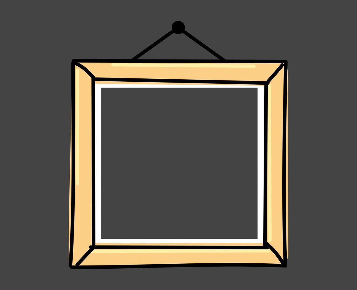 photo frame hanging, wood frame doodle, framework hand drawn vector